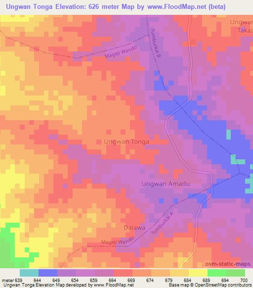 Ungwan Tonga,Nigeria Elevation Map