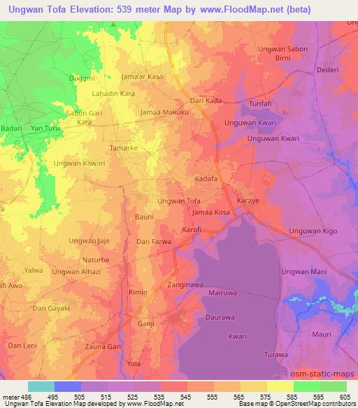 Ungwan Tofa,Nigeria Elevation Map