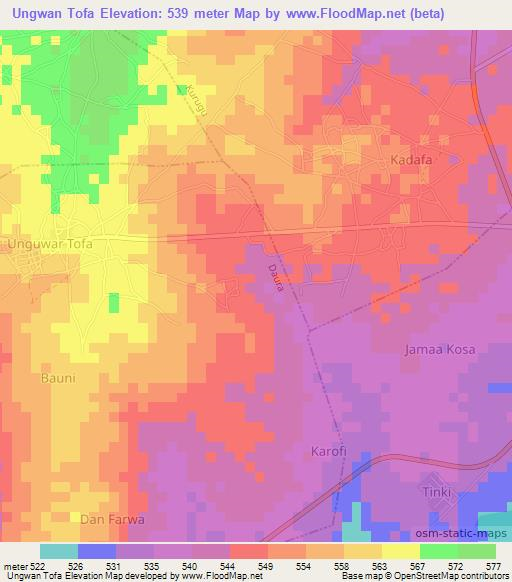 Ungwan Tofa,Nigeria Elevation Map