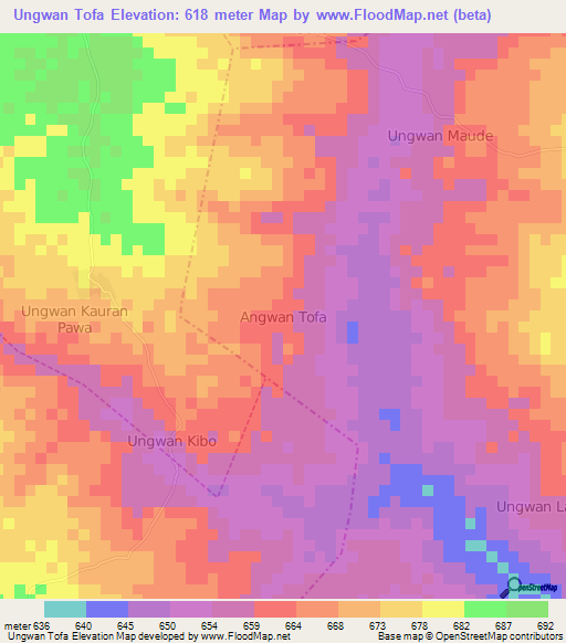 Ungwan Tofa,Nigeria Elevation Map