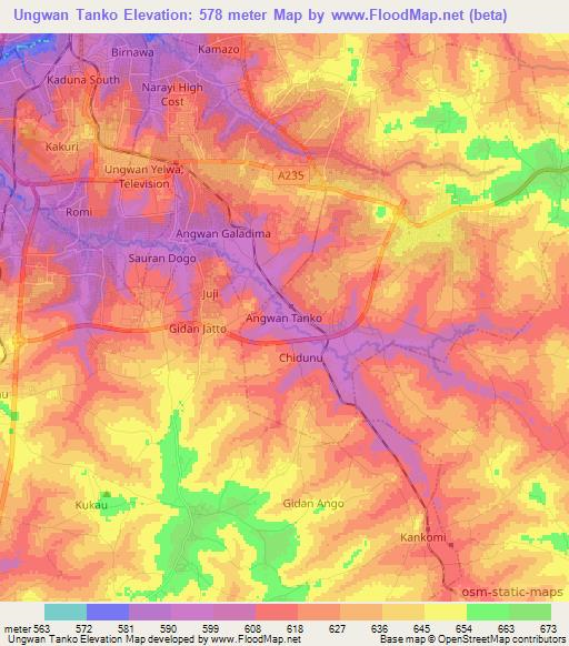 Ungwan Tanko,Nigeria Elevation Map