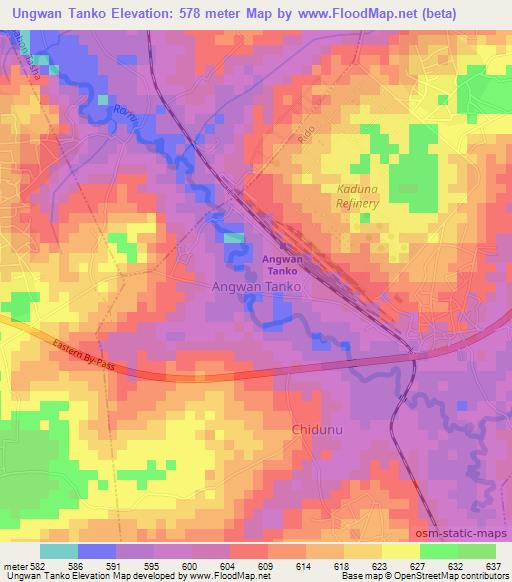 Ungwan Tanko,Nigeria Elevation Map
