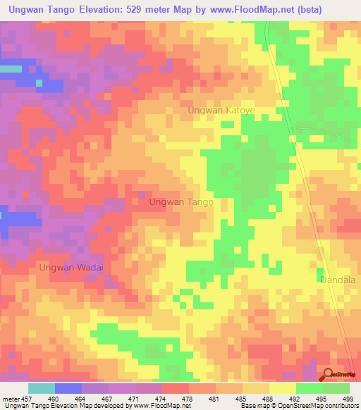 Ungwan Tango,Nigeria Elevation Map