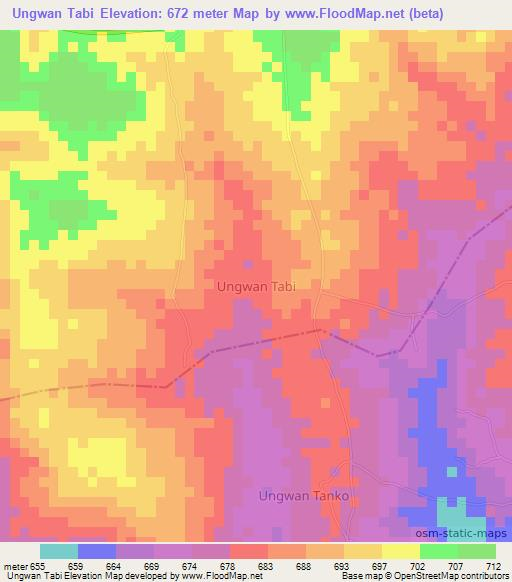 Ungwan Tabi,Nigeria Elevation Map