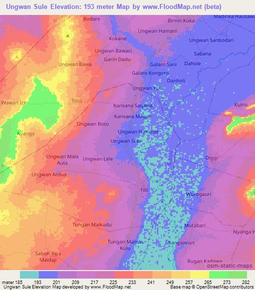 Ungwan Sule,Nigeria Elevation Map