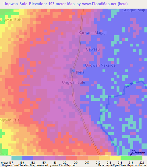 Ungwan Sule,Nigeria Elevation Map