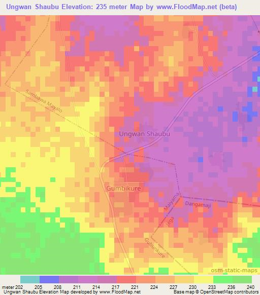 Ungwan Shaubu,Nigeria Elevation Map