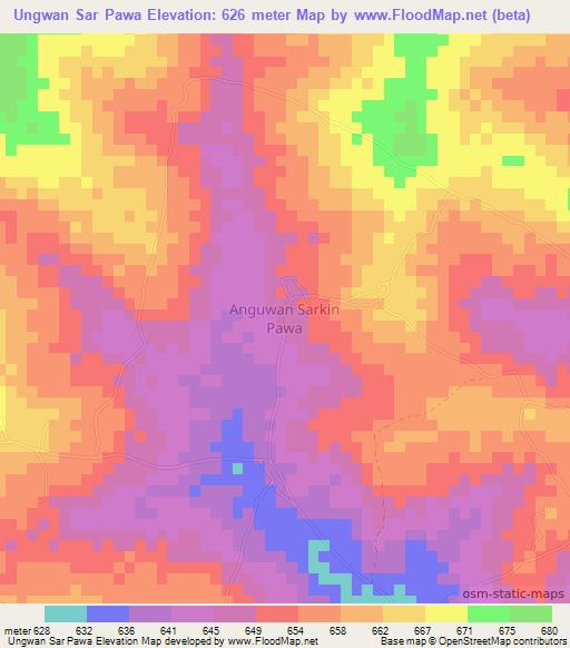 Ungwan Sar Pawa,Nigeria Elevation Map