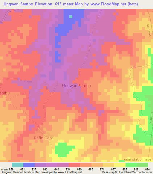 Ungwan Sambo,Nigeria Elevation Map