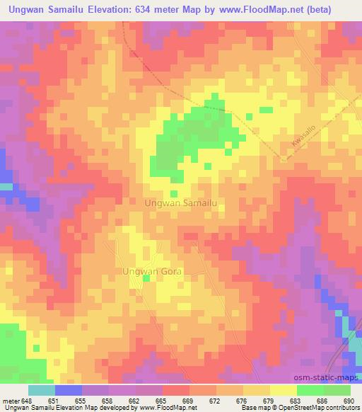 Ungwan Samailu,Nigeria Elevation Map