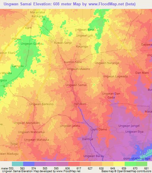 Ungwan Samai,Nigeria Elevation Map