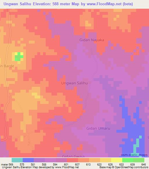 Ungwan Salihu,Nigeria Elevation Map