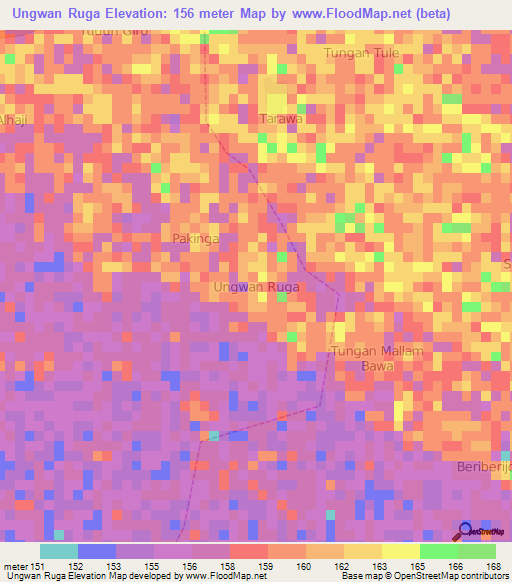 Ungwan Ruga,Nigeria Elevation Map