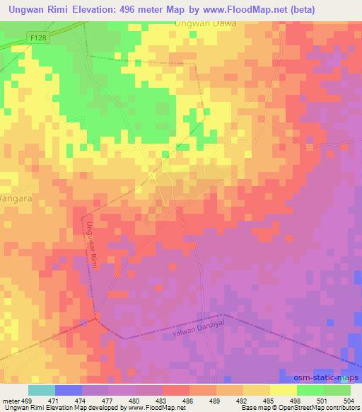 Ungwan Rimi,Nigeria Elevation Map