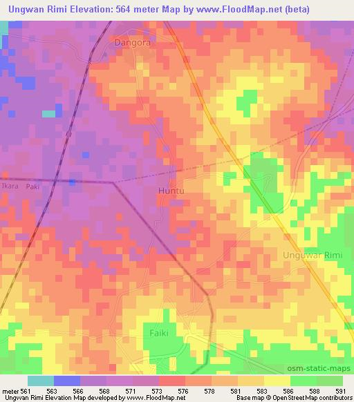 Ungwan Rimi,Nigeria Elevation Map