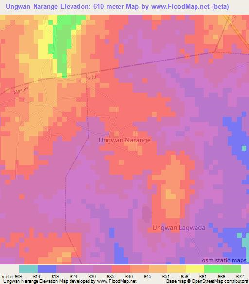 Ungwan Narange,Nigeria Elevation Map
