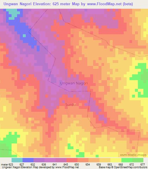 Ungwan Nagori,Nigeria Elevation Map