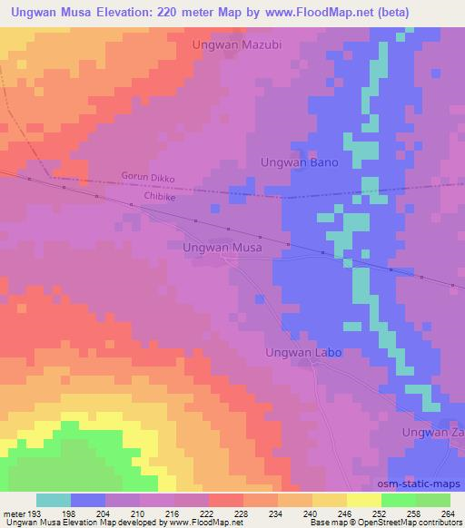 Ungwan Musa,Nigeria Elevation Map