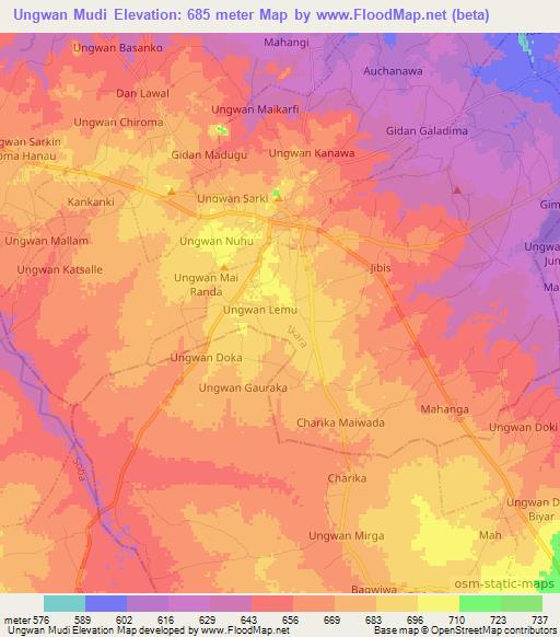 Ungwan Mudi,Nigeria Elevation Map