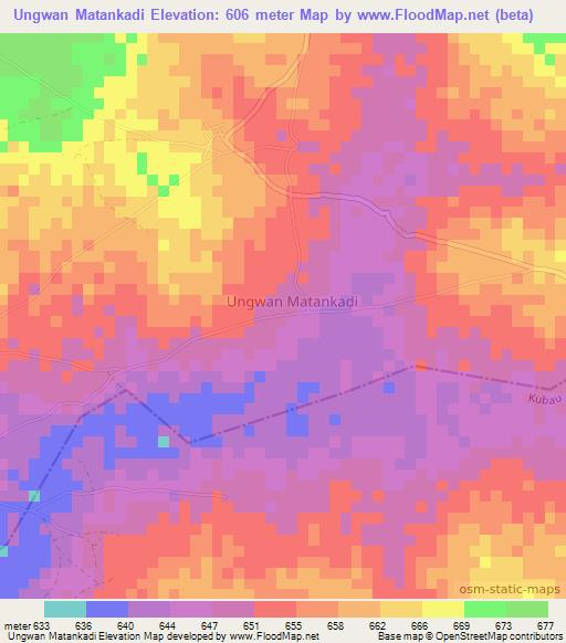 Ungwan Matankadi,Nigeria Elevation Map