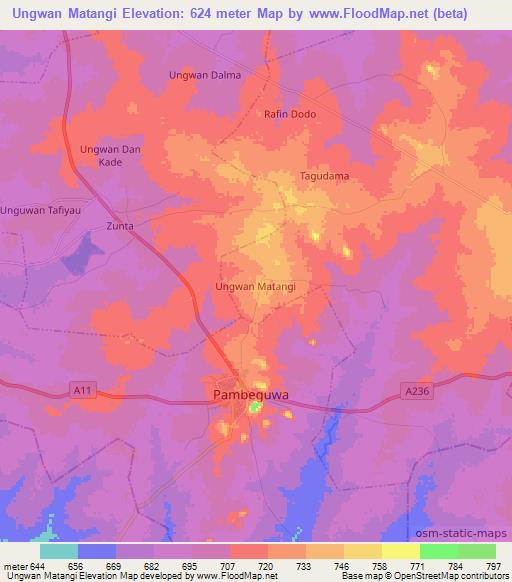 Ungwan Matangi,Nigeria Elevation Map