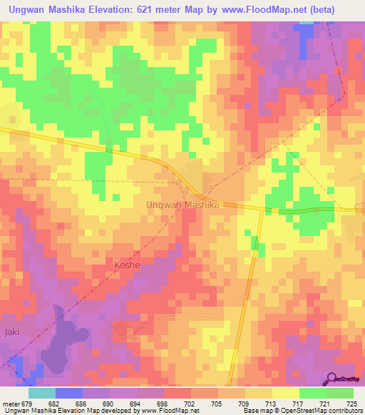 Ungwan Mashika,Nigeria Elevation Map