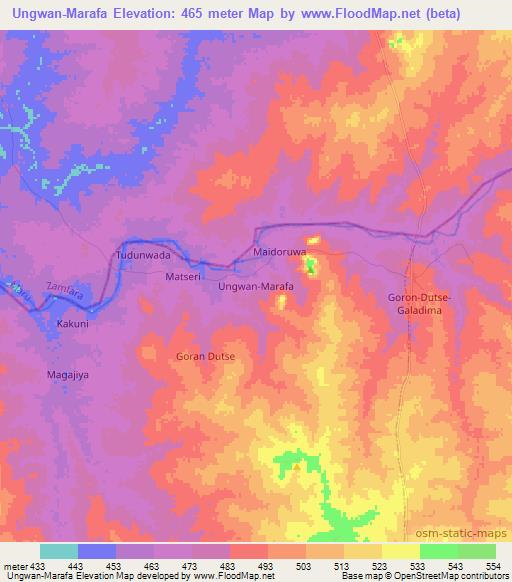 Ungwan-Marafa,Nigeria Elevation Map