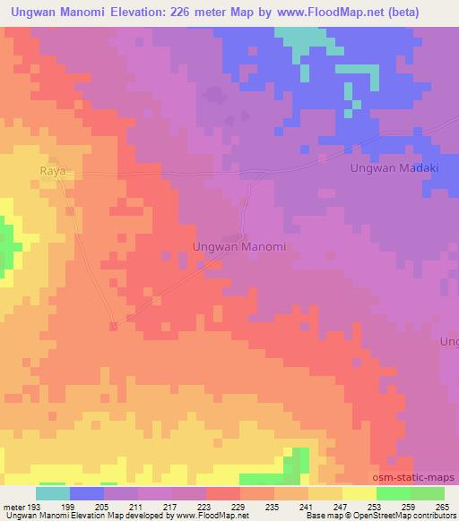 Ungwan Manomi,Nigeria Elevation Map