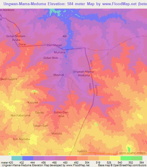 Ungwan-Mama-Meduma,Nigeria Elevation Map