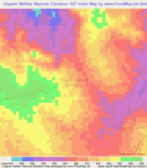 Ungwan Mallam Mamudu,Nigeria Elevation Map