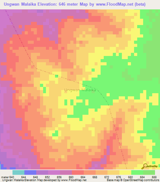 Ungwan Malaika,Nigeria Elevation Map