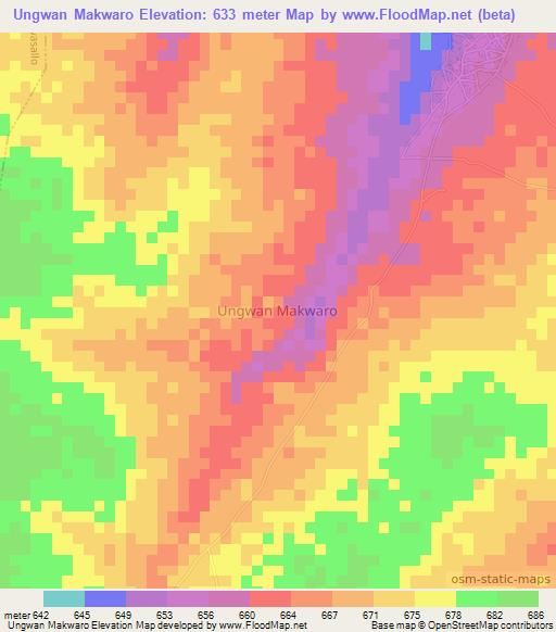 Ungwan Makwaro,Nigeria Elevation Map