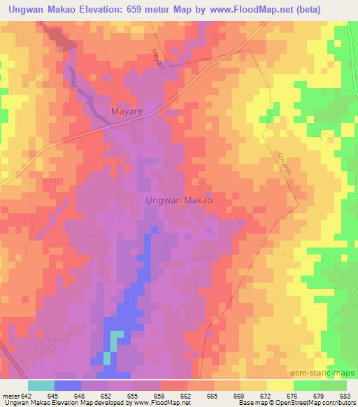 Ungwan Makao,Nigeria Elevation Map