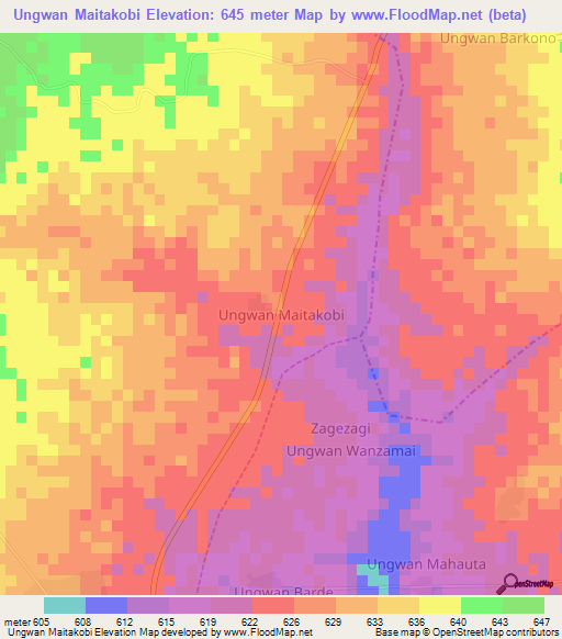 Ungwan Maitakobi,Nigeria Elevation Map