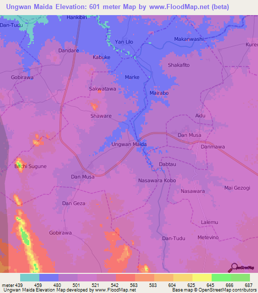 Ungwan Maida,Nigeria Elevation Map