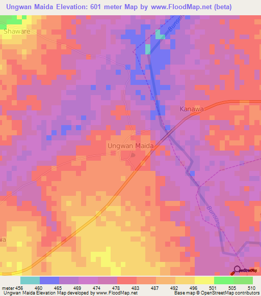Ungwan Maida,Nigeria Elevation Map