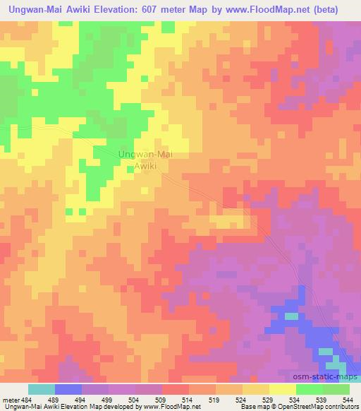 Ungwan-Mai Awiki,Nigeria Elevation Map