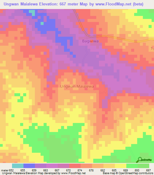 Ungwan Maialewa,Nigeria Elevation Map