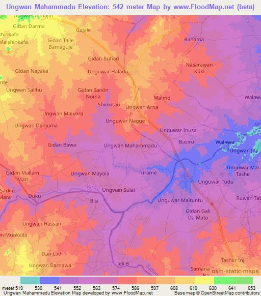 Ungwan Mahammadu,Nigeria Elevation Map