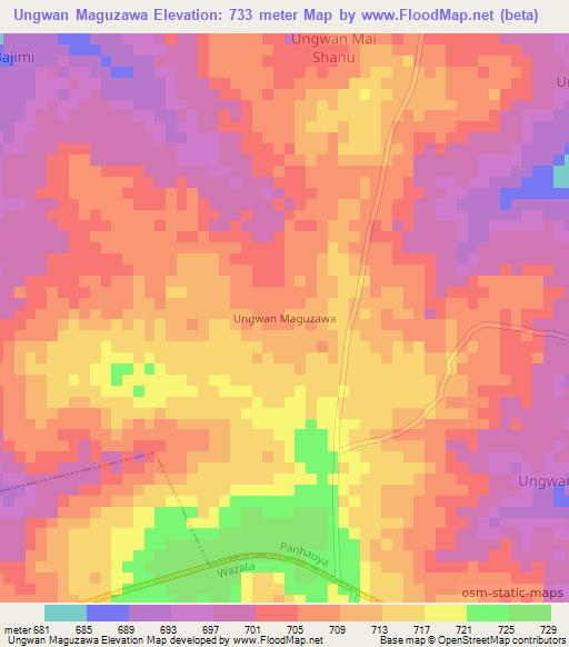 Ungwan Maguzawa,Nigeria Elevation Map