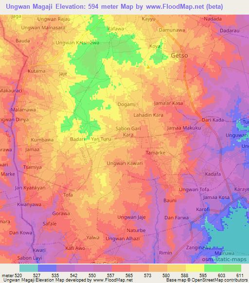 Ungwan Magaji,Nigeria Elevation Map