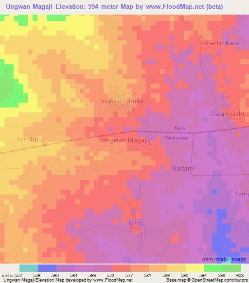 Ungwan Magaji,Nigeria Elevation Map
