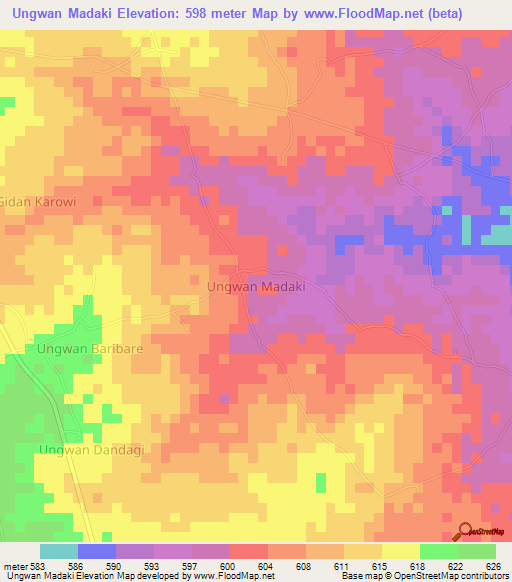 Ungwan Madaki,Nigeria Elevation Map