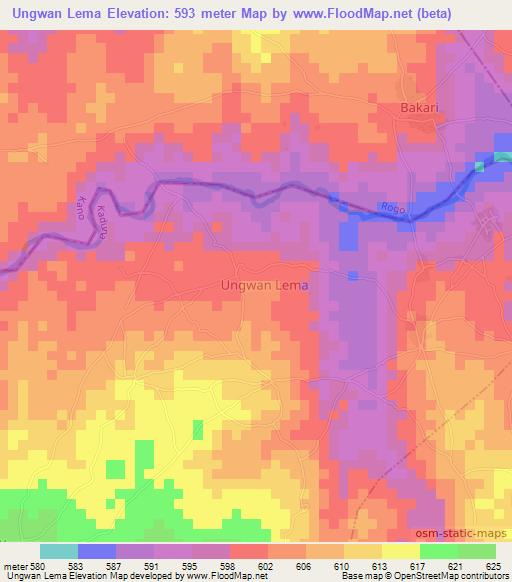 Ungwan Lema,Nigeria Elevation Map