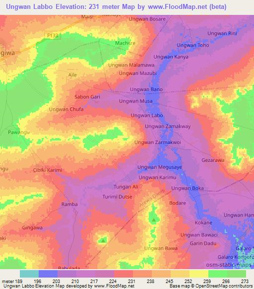 Ungwan Labbo,Nigeria Elevation Map