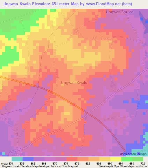Ungwan Kwalo,Nigeria Elevation Map