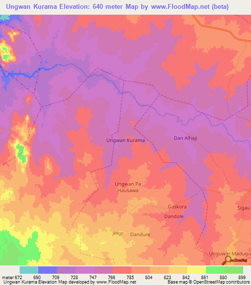 Ungwan Kurama,Nigeria Elevation Map