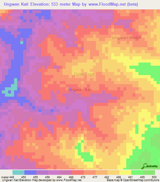 Ungwan Kati,Nigeria Elevation Map