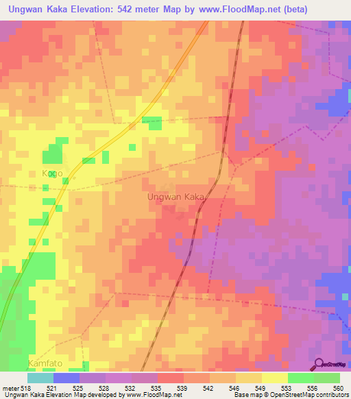 Ungwan Kaka,Nigeria Elevation Map