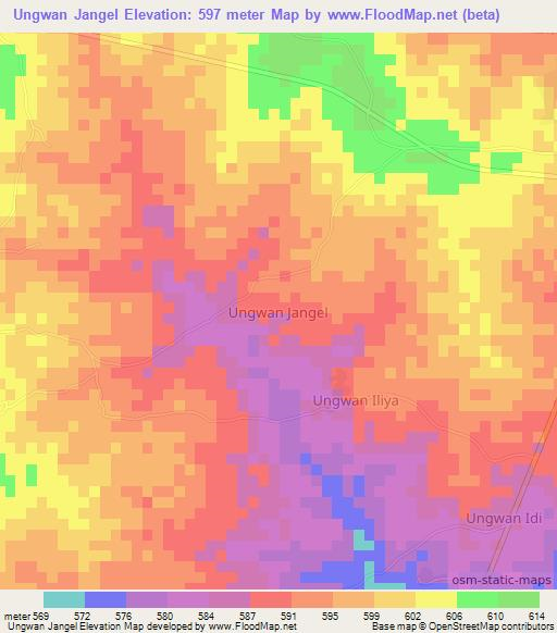Ungwan Jangel,Nigeria Elevation Map